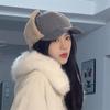 Pequeño Sombrero Lei Feng a Cuadros para Mujer, Sombrero de Ciclismo a Prueba de Viento para Otoño e Invierno, Sombrero de Algodón Cálido a Prueba de Frío con Forro de Felpa, Versión con Forro de Felpa