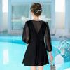 Traje de baño de una pieza de manga larga con protección solar para mujer de talla grande, para chica gordita, holgado, que cubre la carne, adelgazante, con cuello en V, conservador, que cubre la carne, adelgazante