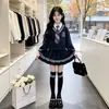 Conjunto de Saia de Outono para Meninas Novo Estilo College Infantil Manga Longa Saia Plissada Duas Peças Uniforme JK para Crianças Maiores