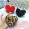 Pingente de Coração de Pelúcia Fofo, Decoração de Bolsa de Coração com Estampa de Leopardo, Acessórios de Cabelo, Decoração de Boneca em Formato de Coração para Máquina de Pegar
