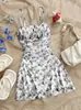 Vestido Casual Chic de Moda Transfronterizo 2026, Falda de Cintura Entallada, Vestido de Tirantes con Estampado Floral de Nicho para Verano, Nuevo Estilo Francés