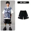 Ropa de Moda Hip-hop para Niños Traje Azul de Manga Corta con Chaleco Falso para Niños Ropa Genial de Hip-hop para Actuación de Niñas