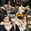Novo estilo de cachecol feminino de inverno 2024, estilo coreano, gola semi-alta, cachecol de lã tricotada, quente, à prova de frio, proteção para o pescoço, gola xale