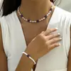 Colar de Pérolas Personalizado Estilo Old Money Olho Grego Pulseira Feminina Venda Quente Transfronteiriça Conjunto de Joias Versátil de Alta Qualidade