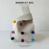 Bolso Lindo Estilo Coreano con Pompones, Bolso Tote Versátil de Punto, Bolso de Hombro para Exteriores, Bolso de Muñeca, Hecho a Medida