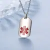 Colgante de Placa de Identificación Médica de Acero Inoxidable, Popular en Europa y América, Colgante de Colgante de Joyería de Acero de Titanio con Superficie Curva y Epoxi