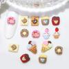 Nueva simulación de comida, juego de donas, helados, decoración de uñas, joyas, galletas, dibujos animados, uñas, lindos accesorios de joyería de resina.