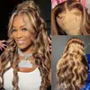 Comercio Exterior Transfronterizo Moda Europea y Americana Peluca Borgoña Más Vendida Encaje Frontal 13*4 Cabello Largo Rizado Ondulado Grande Peluca Completa para la Cabeza
