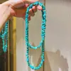 Cadena de collar de suéter de turquesa artificial de alta calidad para otoño e invierno Cadena para la clavícula