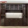 Armário de Vinho de Madeira Maciça Estilo Chinês Novo para Sala de Estar Personalizado de Fábrica Adega de Madeira Maciça de Luxo Americana Porta-Vinhos de Nogueira Preta