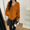 Suéter de punto con mangas de farol transfronterizo para mujer, nuevo estilo de otoño e invierno, corte holgado, suave y delicado, top de punto versátil
