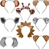 Diadema de Halloween Rellena de Animales de Granja, Míticos del Bosque y del Zoológico, Set de Disfraz con Orejas y Cola de Mono