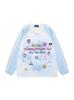 Camiseta de Manga Larga con Cuello en V de Punto con Empalme de Dibujos Animados Lindos Americanos para Mujer Otoño Nuevo Estilo Holgado Perezoso Top Deportivo Moderno