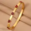 Pulseira de Coração de Amor em Aço Inoxidável Dourado, Moda Europeia e Americana para Meninas, Alto Padrão, Não Desbota, Pulseira Redonda de Concha, Luxo Leve