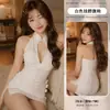 Romance Floral Lencería Sexy Estilo Puro Deseo Encaje Romántico Hueco Abertura Lateral Cheongsam Uniforme Conjunto Transparente para Mujer A199
