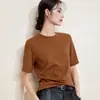 Camiseta de Manga Corta con Cuello Redondo de Mezcla de Lana Temperamento Capa Base Estilo Lujo Discreto Adelgazante Favorecedor Top Versátil de Gama Alta