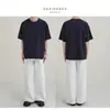 Camiseta Masculina de Cor Sólida com Manga Curta, Solta, Fina, Respirável, Resistente a Amassados, Top de Meia-manga para Casais, Camisa Base Casual Branca