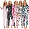 Conjunto de Ropa para el Hogar Estilo Europeo y Americano, Pijama para Mujer, Suministro de Comercio Exterior, Cárdigan de Satén, Manga Larga, Moda Casual de Otoño