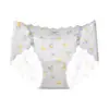 Bragas de Hilo de Hielo Transpirables Finas Antibacterianas de Algodón Puro con Entrepierna Extendida, Bikinis de Corte Alto, Estampado Floral Pastoral sin Costuras