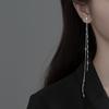 Pendientes Eloki de Plata S925 Elegantes Cadena Larga con Lentejuelas Borla para Mujer Estilo Coreano de Verano Pendientes de Dama G9954