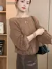 Top de punto hueco de un hombro estilo coreano para mujer, casual y moderno, suéter versátil y adelgazante, nueva colección otoño 2026