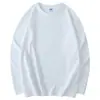 Suéter T-shirt de manga comprida 260g plus size algodão penteado cor sólida para usar por baixo roupas de outono ombro caído solto masculino e feminino
