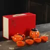 Una Olla, Cuatro Tazas, Recipiente para Té, Juego de Té Kung Fu, Tetera Xishi, Juego de Té Sencillo para el Hogar para Recibir Invitados, Juego Pequeño de Cerámica, Regalo Conveniente