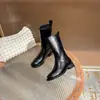 Botas de Cuero para Mujer de Pantorrilla Ancha Estilo Caballero, Piel Genuina, Nuevas 2026 Botas Vaqueras de Tacón Grueso Vintage, Botas de Motocicleta de Media Pantorrilla