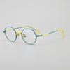 Montura de gafas de placa de titanio puro bicolor poligonal estilo Anne et Valentin AEV-B01D
