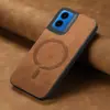Adecuado para Funda de Teléfono Móvil Motorola G86, Borde con Succión Magnética70 Piel Suave X70 Air Cuero Liso Moto G15 Funda Protectora