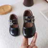 Sapatos de Couro Femininos Prata 2025 Primavera & Outono Novos Sapatos Infantis Moda para Bebês Sola Macia Sapatos Mary Jane para Meninas