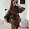 Nuevo Abrigo de Lana de Alta Gama Marrón para Mujer, Ajustado a la Cintura, Estilo Ins 2026, Elegante y de Moda, Transfronterizo