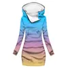 [Procesamiento Personalizado] Gabardina Gruesa de Invierno con Capucha Estilo Europeo y Americano, Impresión Digital 3D para Mujer, Longitud Media