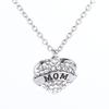 Collar de corazón de diamante completo con letras simples MOM SISTER MIMI NANA miembro de la familia de joyería europea y americana