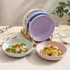 Plato llano de paja de trigo, plato redondo para ensalada, plato de plástico, plato para dulces, plato de picnic, plato a prueba de roturas para hotel