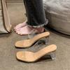 Zapatos de Tacón Alto, Sandalias de Tacón Alto para Mujer, Nuevo Estilo Verano 2026, Correa Única Tacón Grueso, Sandalias de Cristal Transparente de Gama Alta para Mujer