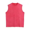 Nuevo Estilo Sin Mangas Retro Americano Chaleco Resistente Lavado Vintage Camiseta de Verano para Hombre Corte Limpio Sin Mangas Manga Corta