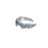 0017-0018 Brazaletes de Oreja de Resina Estilo Lago Versión Coreana Plata de Ley S925 Brazaletes Versátiles de Nicho Joyería de Plata Venta al por Mayor