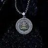 Colgante de Plata de Ley 925 con Patrón de Hierba Tang Estilo Chino, Colgante Amarillo del Dios de la Riqueza, Joyería Vintage Antigua de Plata Tailandesa Personalizada al por Mayor
