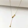 Contas de Aço Inoxidável DIY Corrente Universal Ajustável Banhada a Vácuo 18K Corrente Lateral Corrente Cruzada Colar Não Desbota