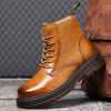Outono/inverno novas botas Martin masculinas casuais botas de vento britânicas forradas de lã quente fundo grosso renda botas ruibarbo uma geração de cabelo