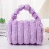 Bolsa de Peluche Rayada Creativa Linda para Niña Otoño e Invierno Versátil Bolso de Hombro Cruzado Bolso de Mano de Piel de Conejo de Alta Calidad