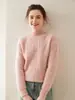 Suéter Grueso de Cachemira de Montaña para Otoño e Invierno para Mujer, Color Sólido, Flor Retorcida, Cuello Semi Alto, Jersey de Cinco Agujas, Tres Hilos, Estilo Perezoso