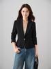 Chaqueta de Color Borgoña con Mangas Largas y Cuello Pequeño para Mujer, Moda Casual Profesional Elegante Otoño e Invierno Nuevo Top de Moda para el Trabajo