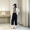 Pantalones Cortos Estilo Coreano para Mujeres Petites, Ligeros de Verano, Holgados de Cintura Alta, Pierna Ancha que Alargan las Piernas