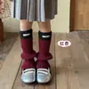 Calcetines para Niñas al por Mayor Primavera y Otoño Estilo Coreano Etiqueta de Tela Festoneada Calcetines Caídos Otoño e Invierno Niños Grandes Niñas Calcetines hasta la Pantorrilla