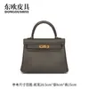 Nuevo Hilo de Cera KL20 Cosido a Mano Bolso Kelly Mate de Cocodrilo Siamés Piel Genuina Lujo Ligero Bolso de Mano Kelly para Mujer