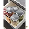 Contenedores herméticos de vidrio para almacenar granos, almacenamiento de cocina, recipientes para fideos de grado alimenticio, cajas de almacenamiento para té y arroz, recipientes de almacenamiento cuadrados