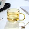 Copo de Vidro Colorido de Borossilicato de Alta Qualidade com Camada Dupla e Alça, Xícara Pequena para Chá para Uso Doméstico, Copo para Café com Leite, Presente, Anti-Escaldante, Moderno e Simples