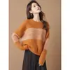 Ropa Cómoda, Holgada, Casual, Tops Súper Bonitos que Rejuvenecen, Nueva Atmósfera Otoño e Invierno, Prendas de Punto Naranja para Mujer